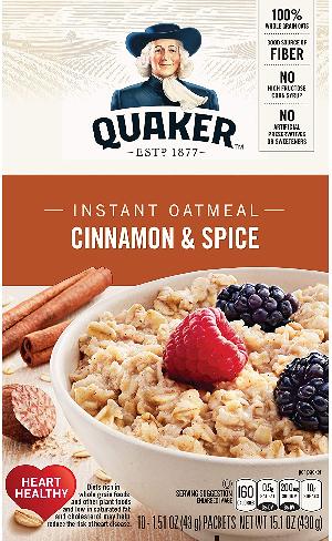 QUAKER ® INSTANT OATMEAL CINNAMON&SPICE 15.1OZ-430G