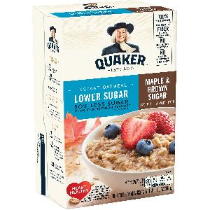 QUAKER ® INSTANT OATMEAL LOWER SUGAR MAPLE & BROWN SUGAR 11.9OZ-340G