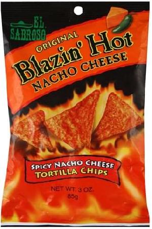 BLAZIN  HOT SPICY NACHO CHEESE TORTILLA CHIPS 85G /3OZ