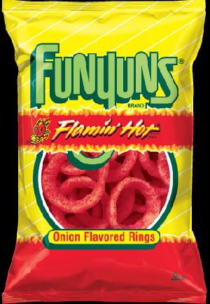 FUNYUNS FLAMIN HOT ONION FLAVORED RINGS 5.75OZ